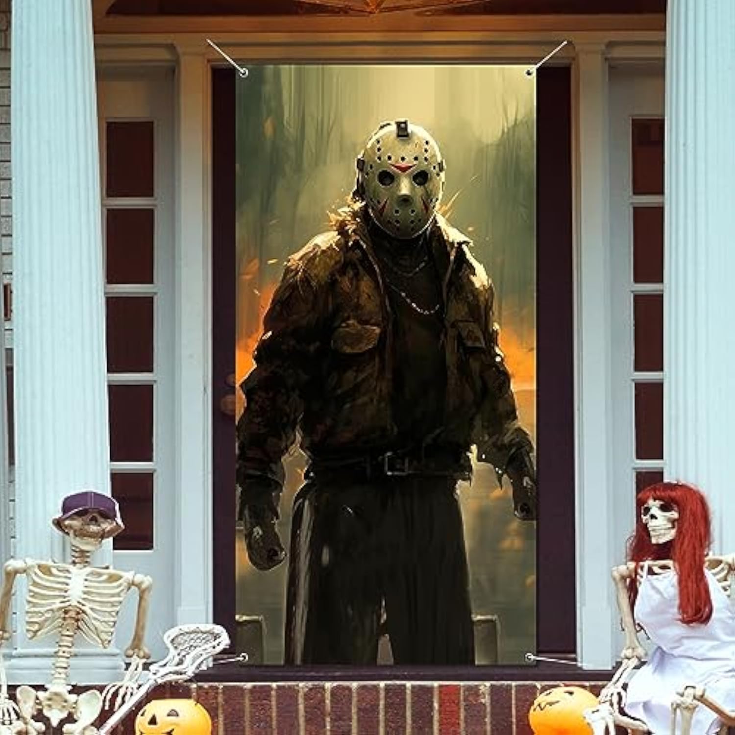 Halloween Decorations Outdoor Scary Halloween Door Cover With Horror Movie Character Killer Party Supplies Door Banner