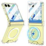 Designed For Galaxy Z Flip 7 Case Magnetic With Hinge Protection & Tempered Glass Screen Protector For Samsung Flip 7 Full Cover Phone Protection Case Clear For Z Flip 7 - Crystal