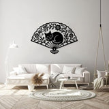 Bedroom Wall Art - Large Black Metal Fan Sleeping Cat Wall Decor Wall Sculpture Artwork For Cats Lover Minimalist Room Living Room Bathroom Office