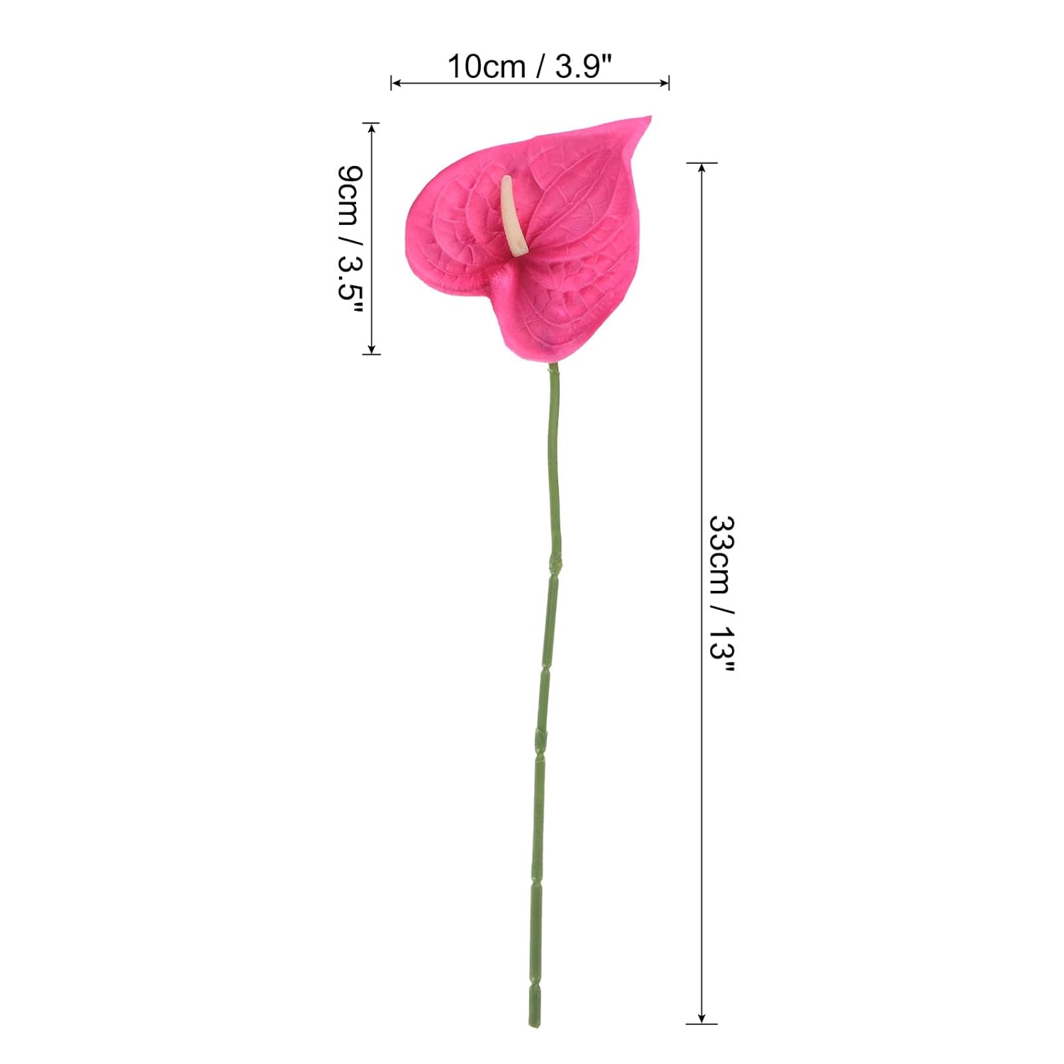 13" Artificial Anthurium Lily Flowers, 5 Pack Permanent Flower Floral Arrangements Bouquet For Home Decor Bridal Wedding Festival Party, Dark Pink