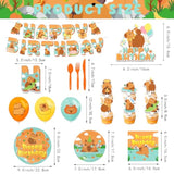 Capybara Party Decor Supplies Balloons Backdrop Banner Cake Toppers Tableware