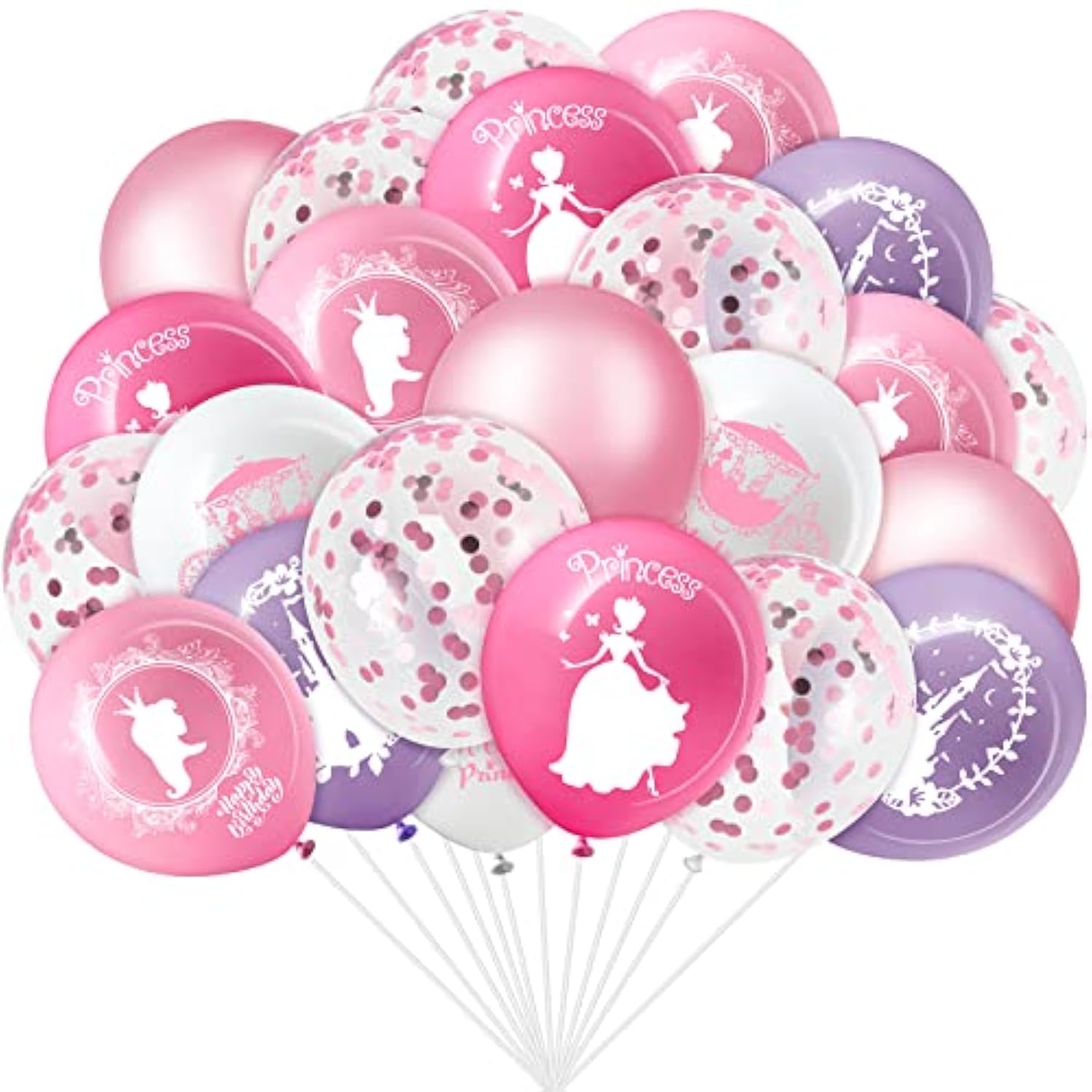48 Princess Balloons – Pink Confetti Party Decor for Birthdays, Baby Showers & More