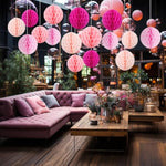 Hanging Honeycomb Decor Hot Pink Birthday Decorations Honeycomb Balls Pink Party Supplies For Valentine'S Day Anniversary Baby Shower Birthday Bridal Shower Engagement Wedding,Set Of 16
