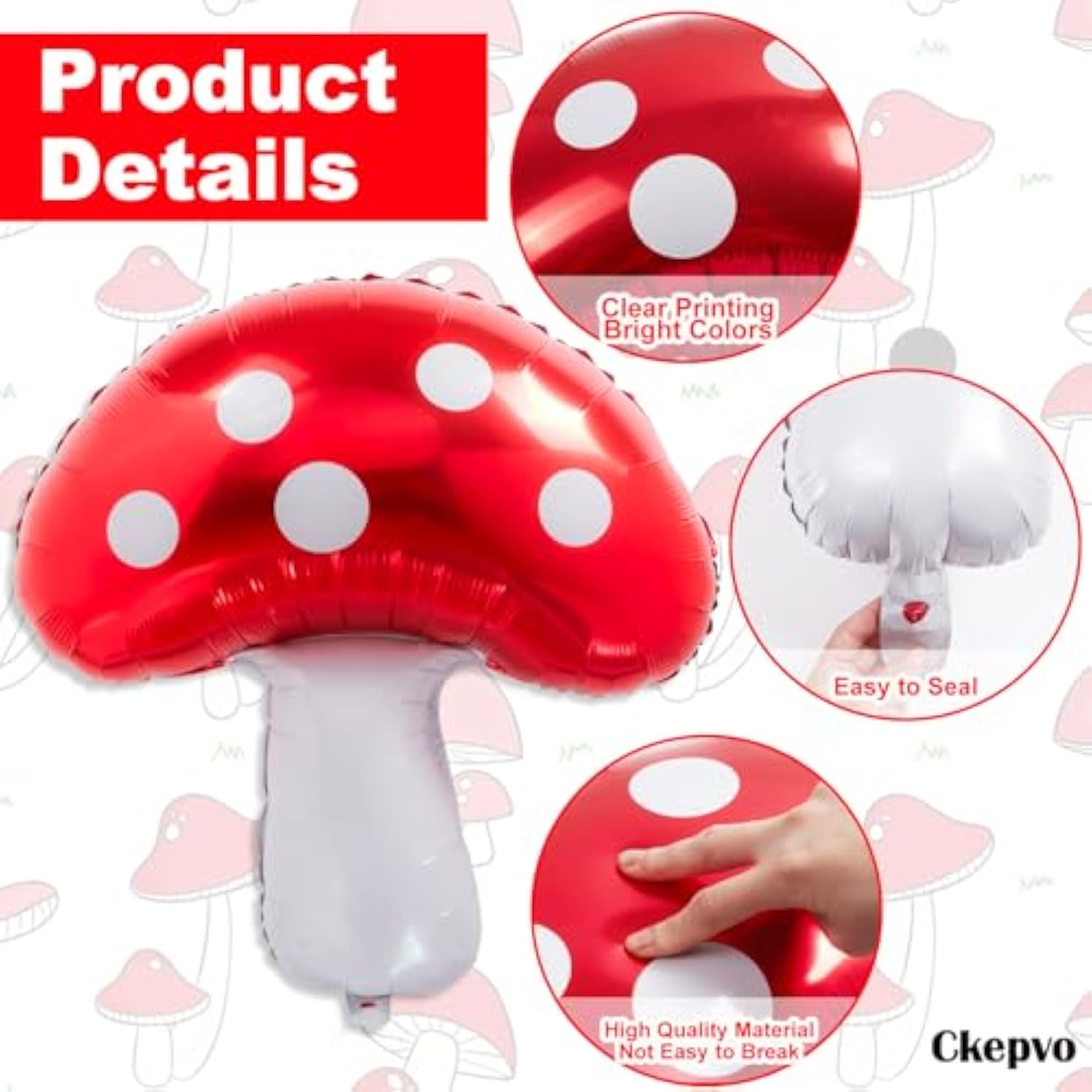 6Pcs Large Mushroom Balloons Mushroom Party Decorations,31 Inch Mushroom Decor Foil Balloons,Mushroom Balloon For Wedding Celebration Forest Plant Themed Party (A-Red)