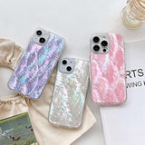 Mother Of Pearl Glitter Phone Case For Iphone 13/Iphone 14,Bling Shiny Real Seashell Pattern Slim Glossy Sleek Stylish Trendy Protective Shockproof Girls Women I13/I14 Cover 6.1"