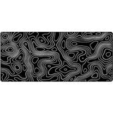 Large Gmaing Mouse Pad With Stitched Edges, Superior Micro-Weave Cloth, Non-Slip Base, Size 35.4 X 15.7X 0.12Inches - Black Topographic Contour