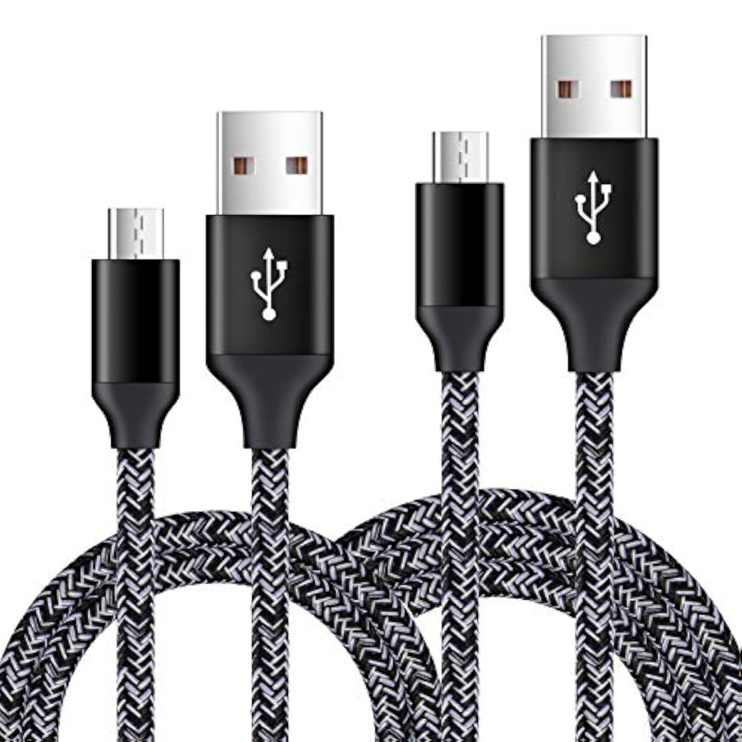 Short Micro Usb Cable 2-Pack, 1.6+3Ft Phone Charger Power Cords Android Fast C
