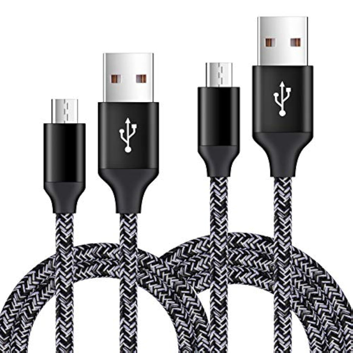 Short Micro Usb Cable 2-Pack, 1.6+3Ft Phone Charger Power Cords Android Fast C