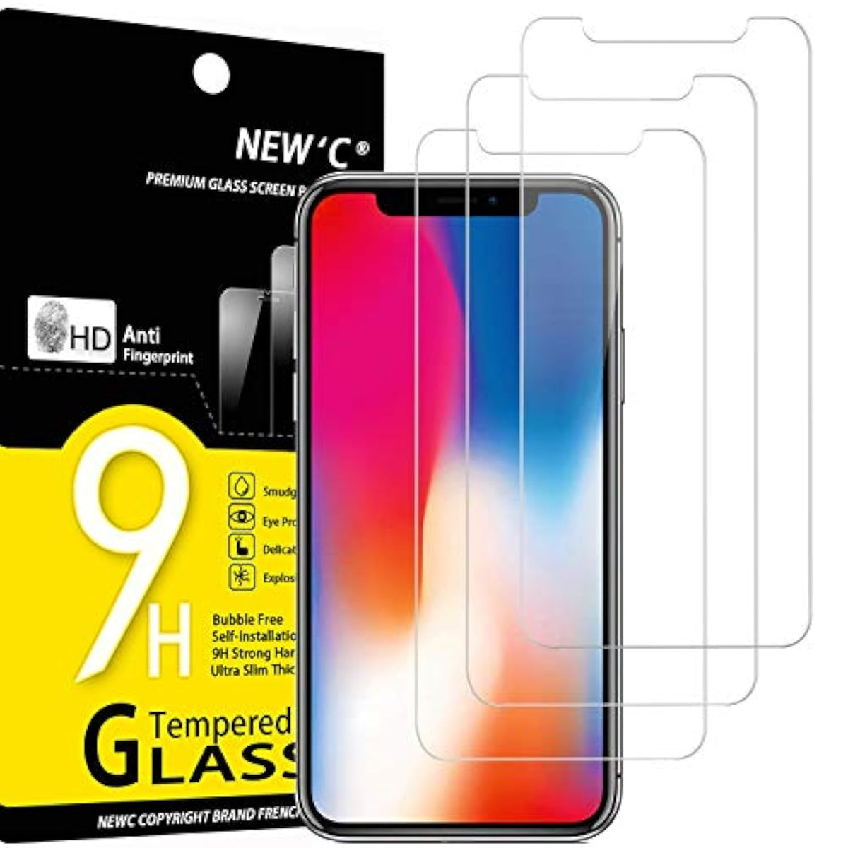 3 Pack Designed For Iphone 11 Pro And Iphone X And Iphone Xs Screen Protector,Enhanced Tempered Glass Protection, Case Friendly, Bubble Free Ultra Resistant
