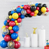 105PCS Blue, Red & Black Balloon Arch Kit – Garland Set with Confetti Balloons for Parties