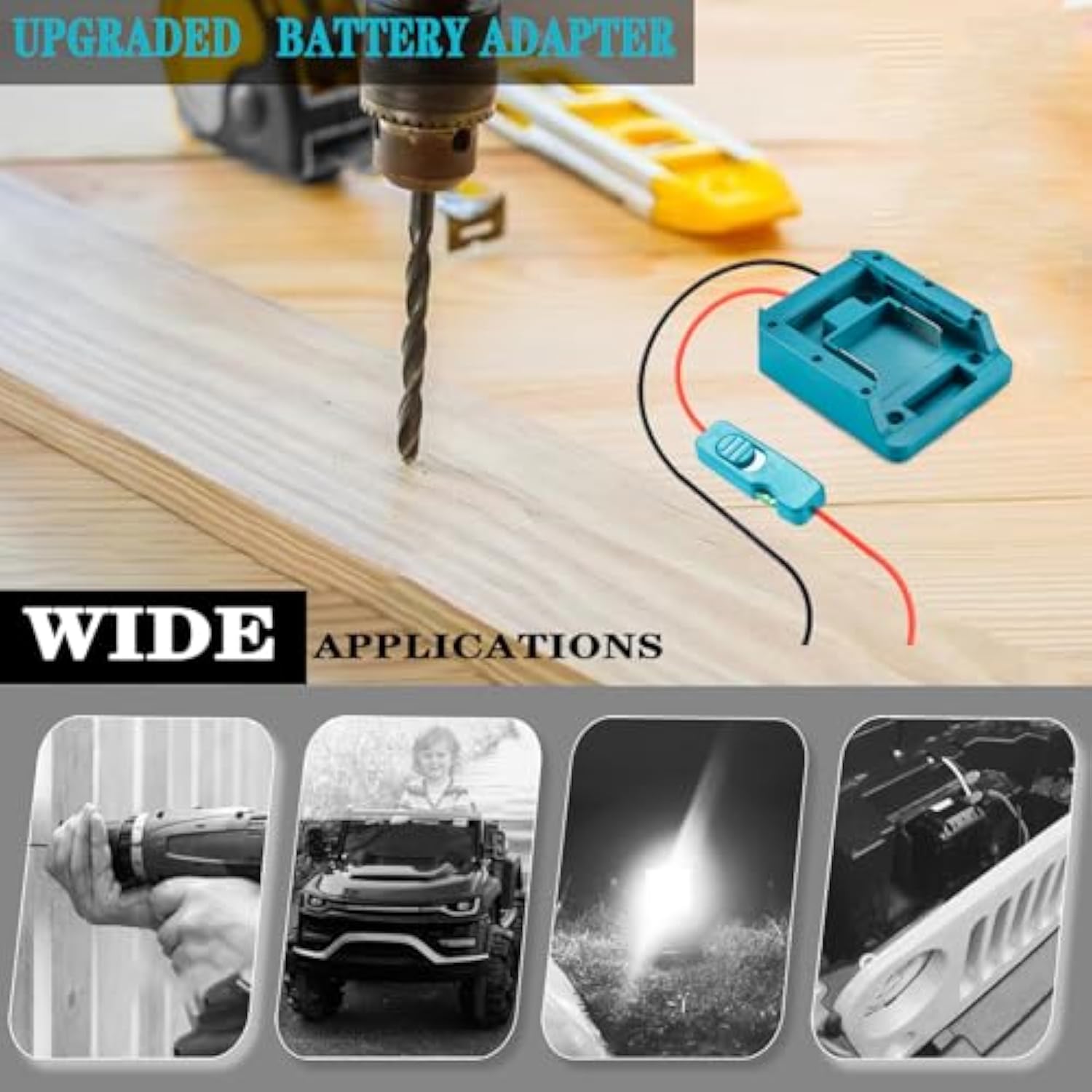 Upgraded Battery Adapter Compatible For Makita 18V Battery Adapter All-In-One Design Of The Fuse And Switch Power Tool Battery Converter Kit 14 Gauge With Fuses & Wire Terminals