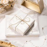 Gold Wedding Wrapping Paper Roll, Gold Flower, Love Heart, Ring & Forever And Ever Lettering Design For Wedding, Engagement, Bridal Shower, Anniversary, Mini Roll, 17 X 120 Inches, 3 Rolls