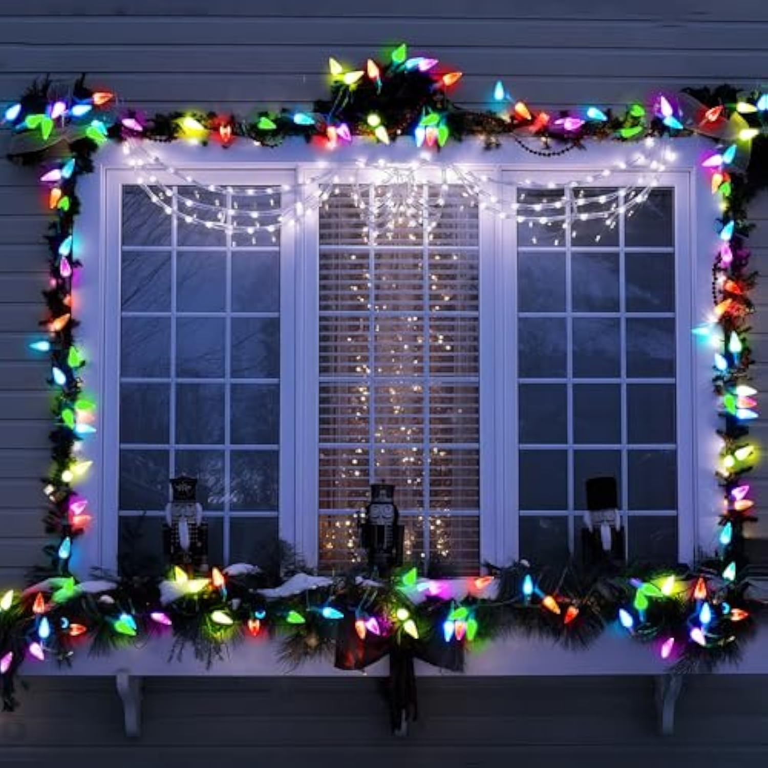 Battery Operated Christmas Lights, 100 Led 34Ft C6 String Lights With 8 Modes, Auto Timer, Waterproof For Indoor Outdoor