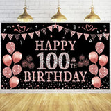 100Th Birthday Decorations For Women - Rose Gold 100Th Birthday Backdr