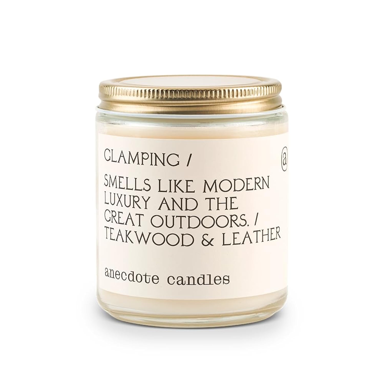 'Glamping' Coconut Soy Wax Candle Jar | Premium Hand Poured & Long Burning | Teakwood & Leather Scent | Phthalate-Free | For Home, Office, Gift - 7.8 Oz