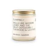 'Glamping' Coconut Soy Wax Candle Jar | Premium Hand Poured & Long Burning | Teakwood & Leather Scent | Phthalate-Free | For Home, Office, Gift - 7.8 Oz