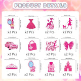 48 Pcs Hot Pink Girls Cupcake Toppers Princess Cake Decorations Girls Birthday Party Bachelorette Party Bridal Shower Supplies