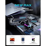 Super Fast Samsung Galaxy Car Charger, Usb C 96W Super Fast Car Charger Pd& Qc3.0 Car Phone Charger Adapter For Iphone 15 Pro Max Plus,Samsung Galaxy S25 Ultra Plus S24/S23/S22,Android,Ipad Pro