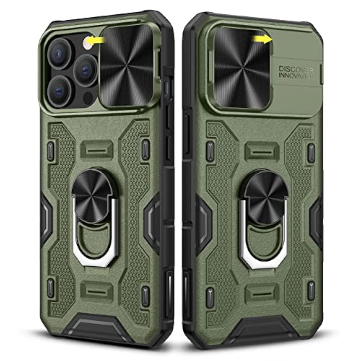 For Iphone 13 Pro Case With Stand, [Full Camera Cover] [360°Rotated Kickstand Ring] Protective Heavy Duty Shcokproof Hard Rugged Military Grade Phone Accessories For 13Pro Green