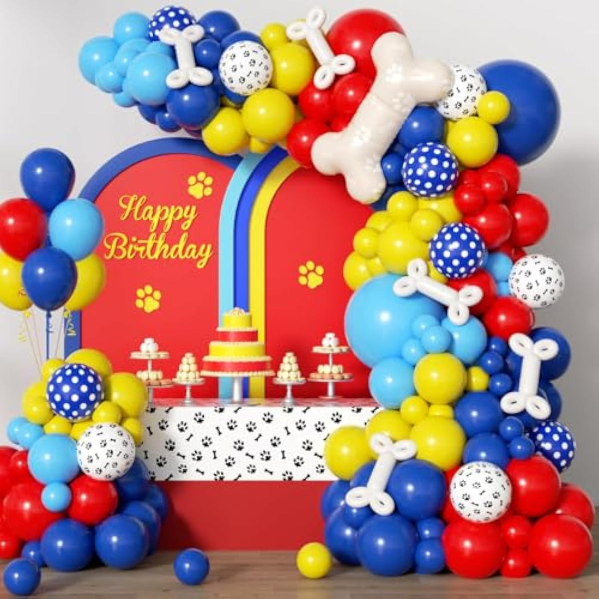 152PCS Paw Print Balloon Arch Kit with Dog Bone Foil Balloons for Baby Shower