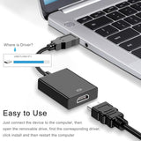 Usb To Hdmi Adapter, Usb 3.0 To Hdmi 1080P Video Audio Converter Connect Pc, L