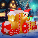 9 Ft Length Christmas Inflatables Outdoor Decoration Blow Up Gingerbread Man Train With Built-In Leds For Indoor Yard Ga