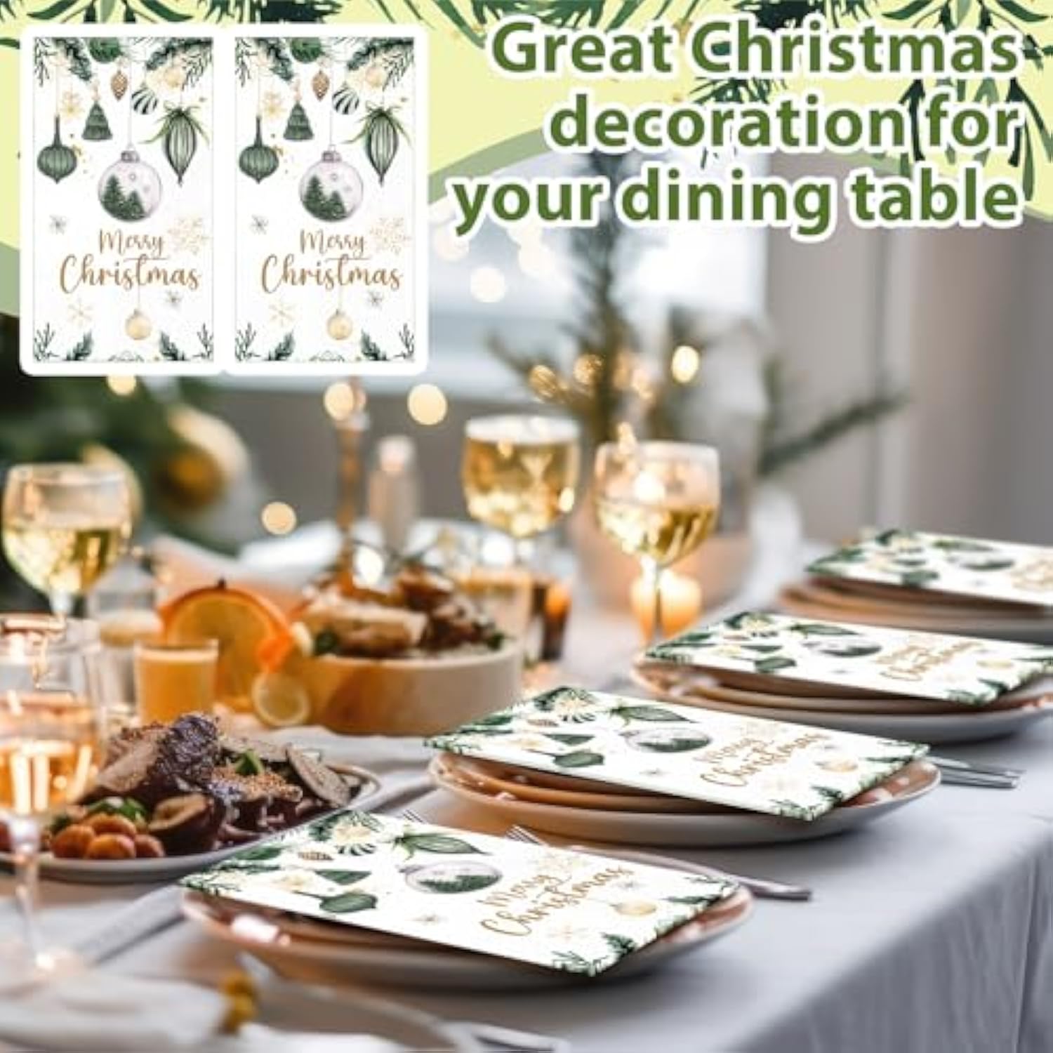 100 Pack Merry Christmas Paper Napkins Farmhouse Christmas Tree Ornament Disposable Napkins 3 X 15.7 Inch Xmas Hanging Dinner Hand Towel For Bathroom Kitchen Xams Winter Party Decoration