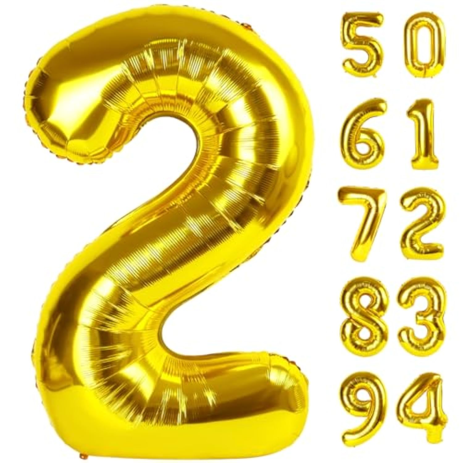 Gold 2 Balloon, Number Balloon 40 Inch, Two Balloon Number Birthday Decorations, Second 2Nd Birthday Party Supplies, Number 2 Balloon