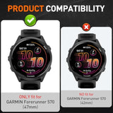 2-Pack For Garmin Forerunner 570 47Mm Screen Protector,Charger Port + Full Coverage High Definition Pmma Soft Protective Film [Anti Scratch]