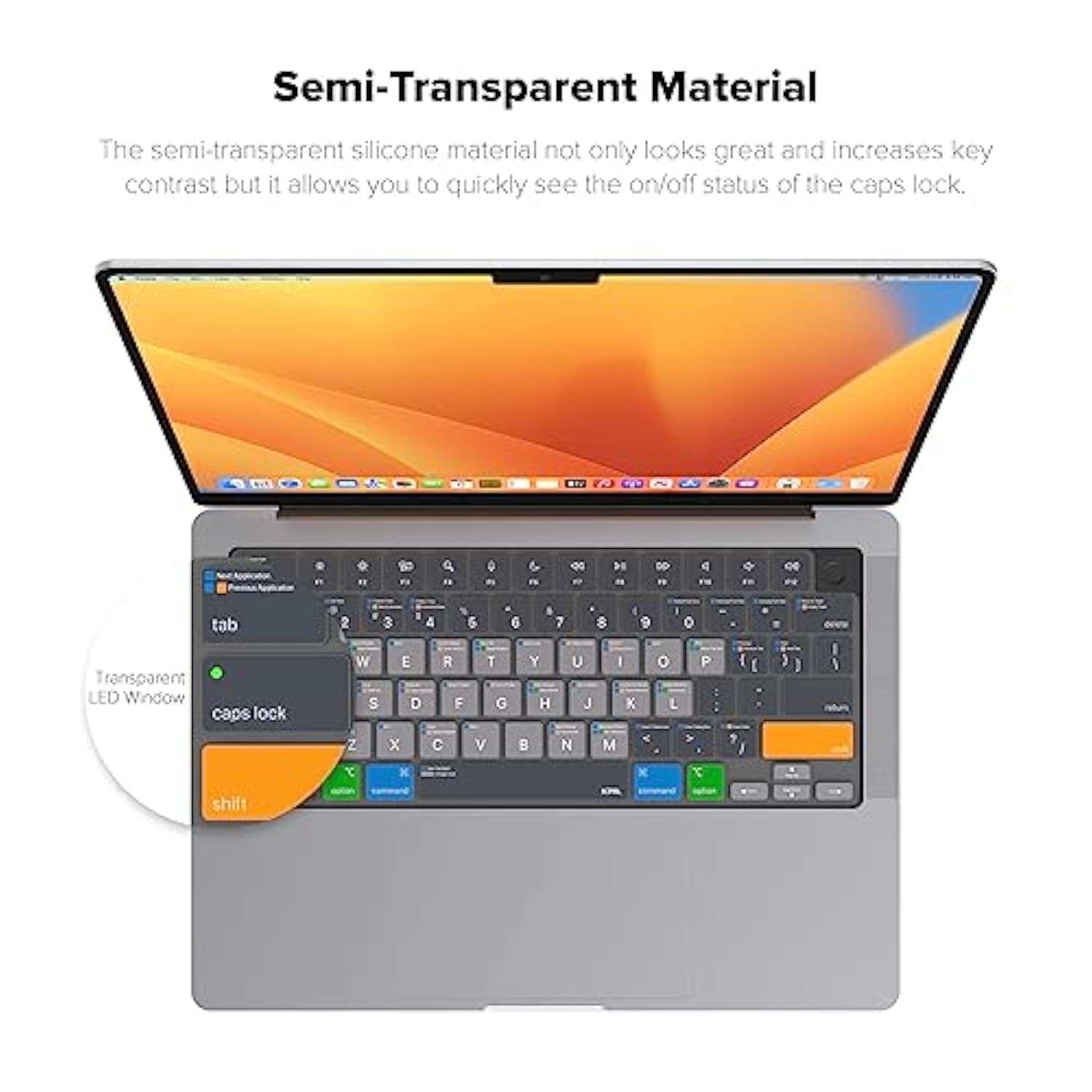 Macos Shortcut Guide Keyboard Cover Protector Skin Compatible With 14'' Macboo