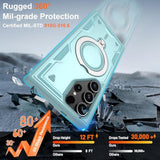 For Samsung Galaxy [S23 Ultra / S22 Ultra] Case ?compatible With Mag-Safe, Military-Grade Drop Protection, Rotating Metal Kickstand + 2X Hd Screen Protectors,Baby Blue