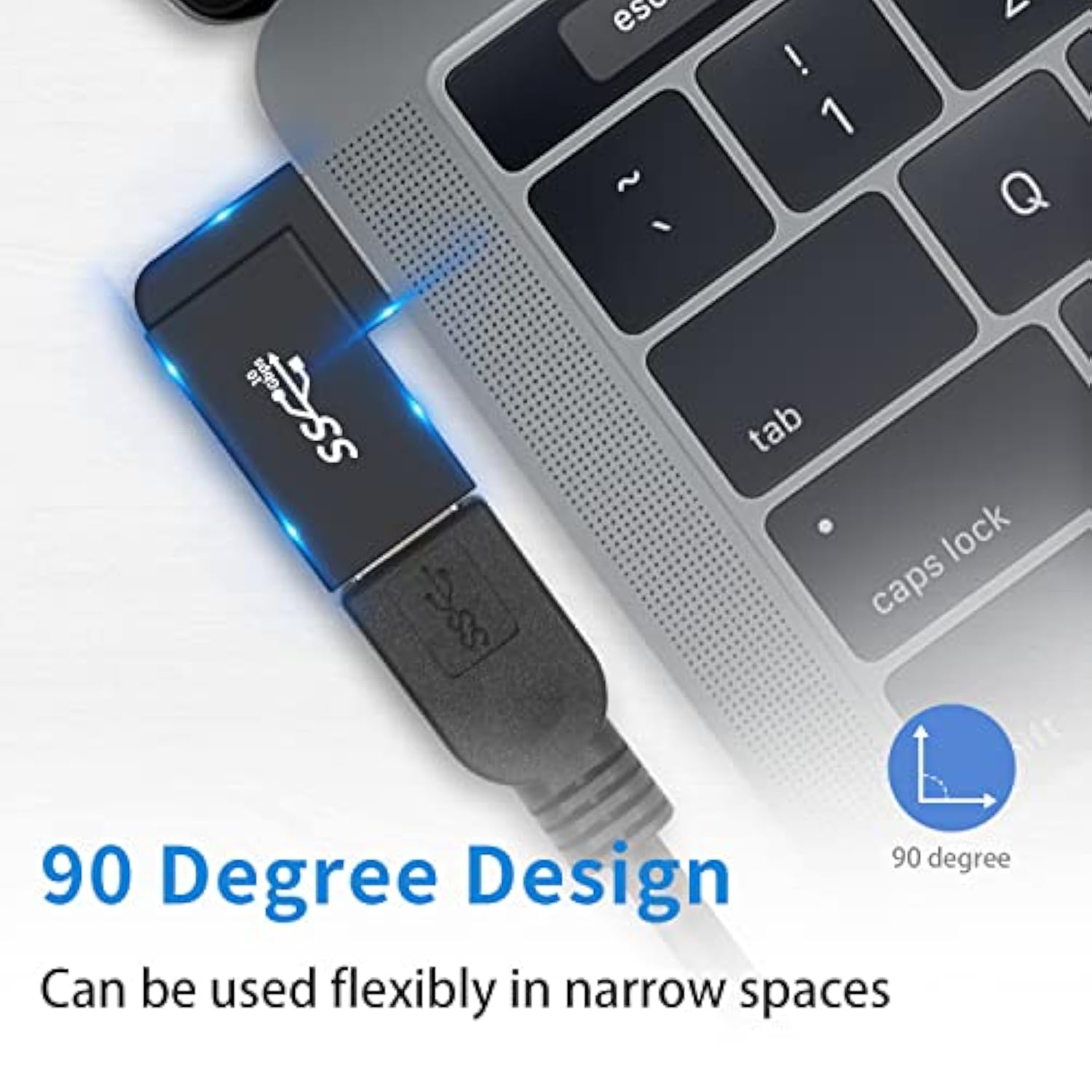 Usb 3.0 Adapter 90 Degree, Usb 3.0 Extension Adapter 5Gbps, 3Pack Right Angle