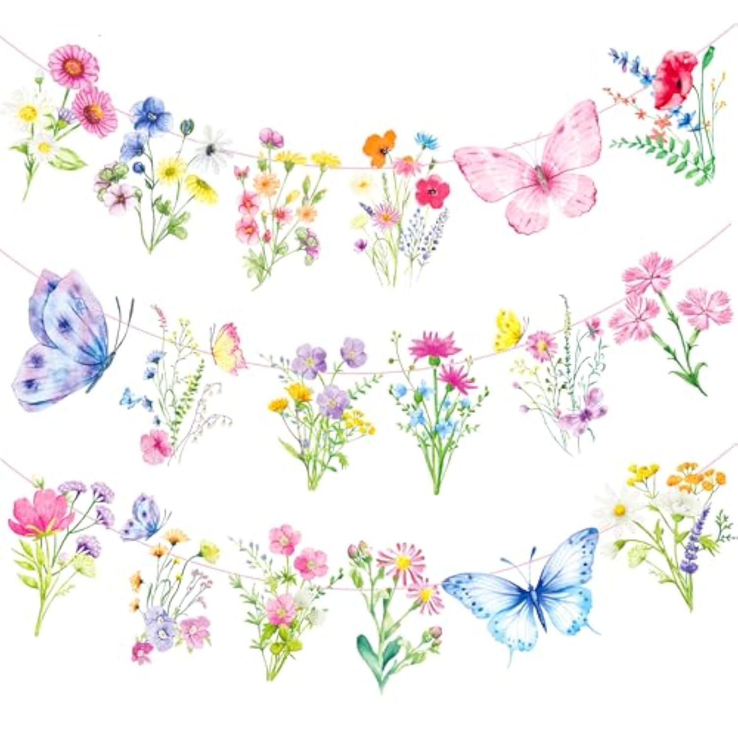 Wildflower Party Banners 2Pcs Wildflower Birthday Party Supplies Spring Floral Party Decorations Wildflowers Themed Cutout Banner For Girl Women Garden Themed Decor