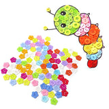 100Pcs 15Mm/0.6Inch Flower Shaped Candy Colors Button 2 Holes Sewing C