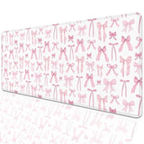 Pink Bow Mouse Pad Desk Pad,Extended Large Mouse Mat With Stitched Edge,Non-Slip Rubber Base Keyboard Desk Pad For Home Office Work Gamer Desk Mat(31.5X11.8 In)