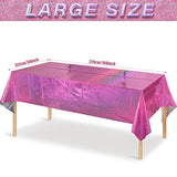 4 Pack Iridescence Plastic Tablecloths Shiny Disposable Laser Rectangle Table Covers Holographic Foil Tablecloth Iridescent Party Decoration Birthday Bridal Wedding Christmas 54" X 108" (Pink)