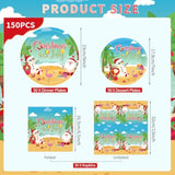 150Pcs Christmas In July Plates And Napkins - Merry Christmas Dinner Dessert Paper Plates Napkins Tableware Set For Hawaiian Beach Summer Xmas Decorations Party Supplies Tables Decor Favors,Serves 50
