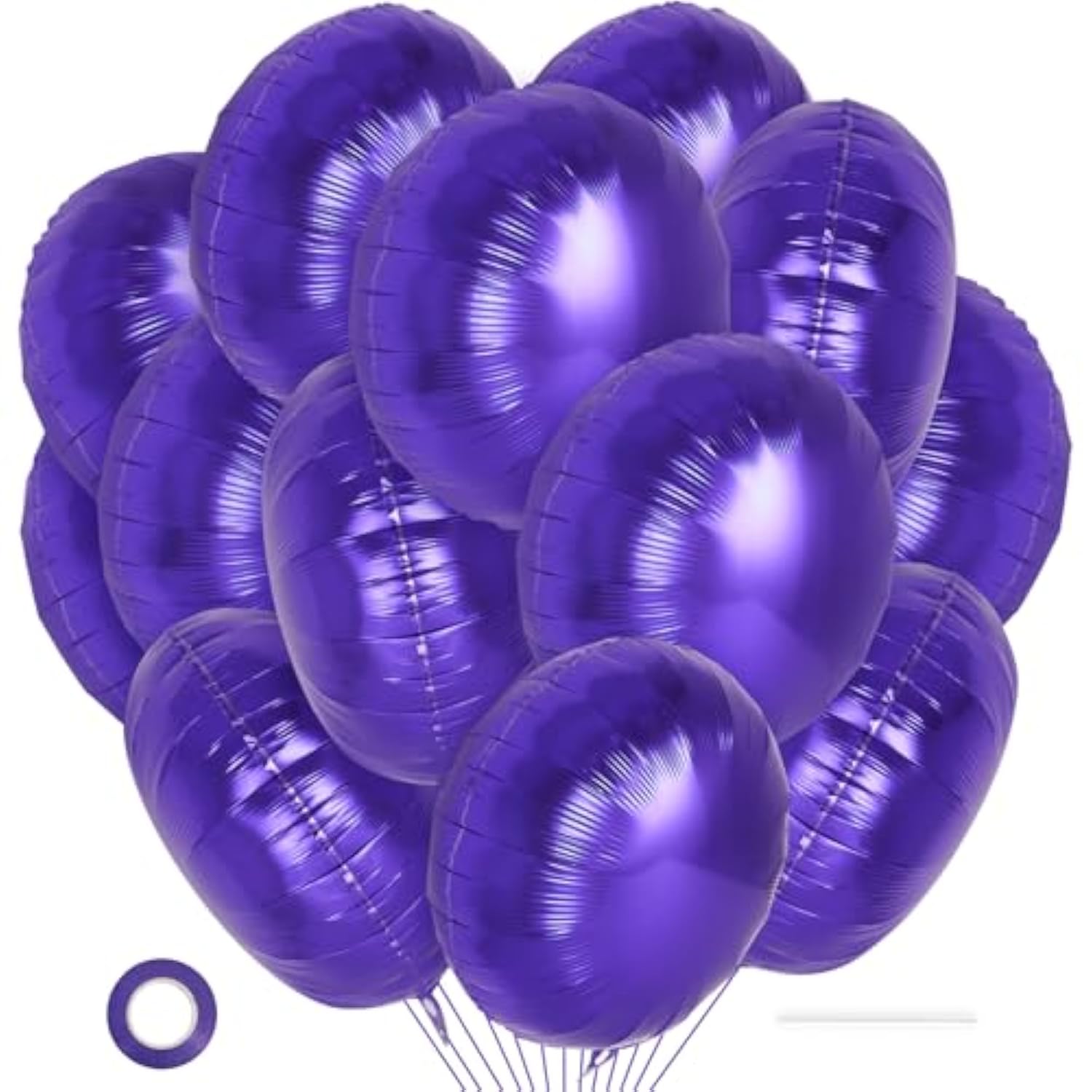 20-Pack 18-Inch Purple Round Foil Balloons for Party and Wedding Decor