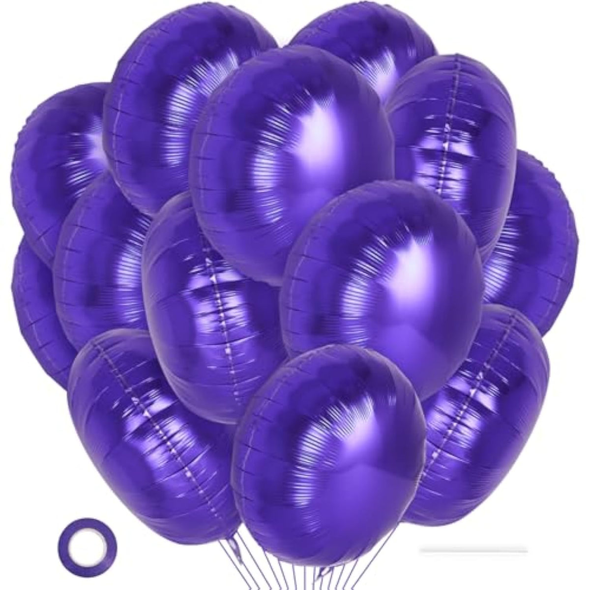 20-Pack 18-Inch Purple Round Foil Balloons for Party and Wedding Decor