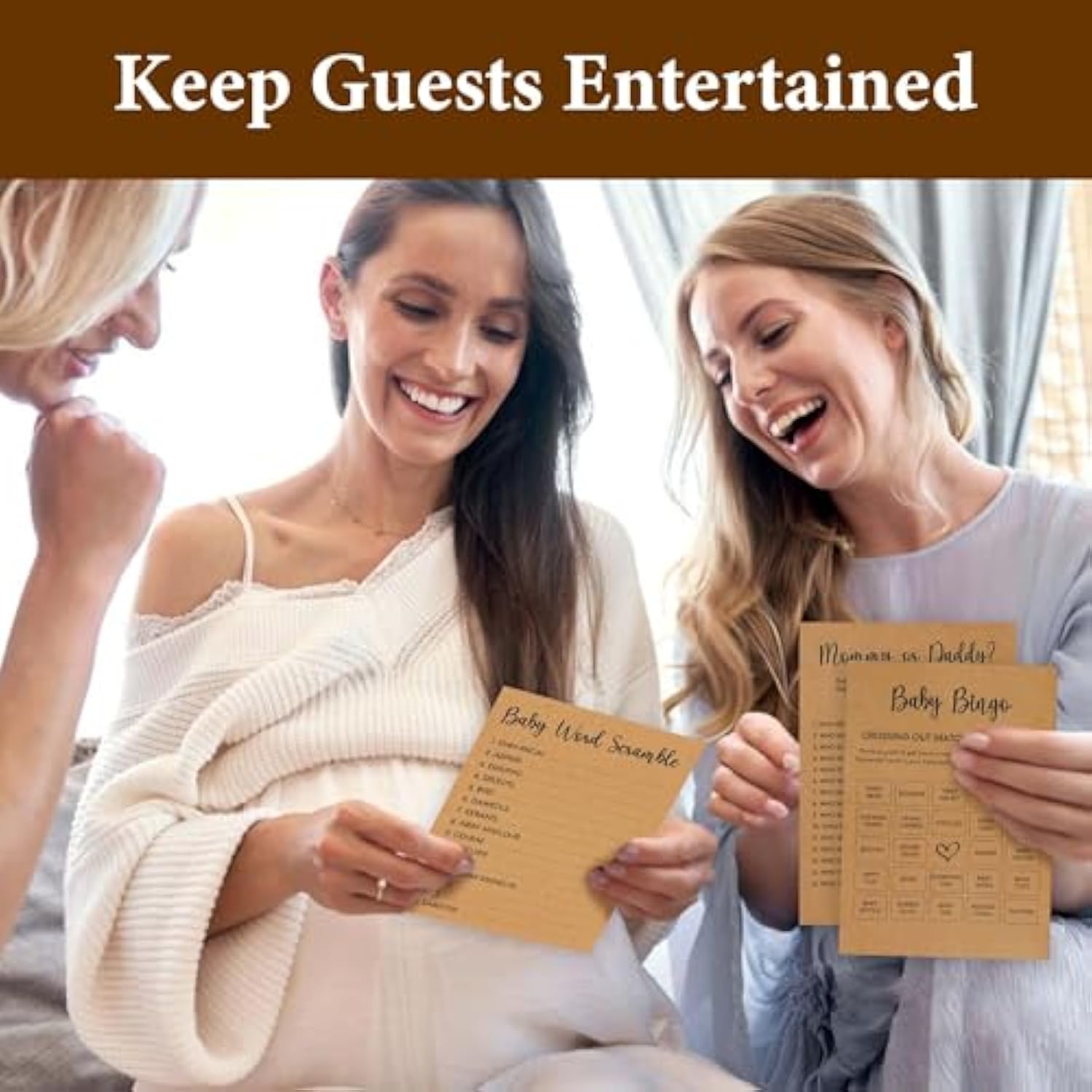 Bingo Baby Shower Games For Girl - Baby Shower Bingo Cards For Guests, Word Scramble Mommy Or Daddy Game, Funny Boys Babies Showers Activities