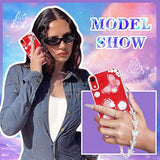 (3In1 Case For Apple Iphone Xr Butterfly Glitter Handmade Sequin Sparkle Pretty For Women Girls Clear Design Crystal Pearl Sparkly Cute Girly Phone Cases+Chain+Screen Protector