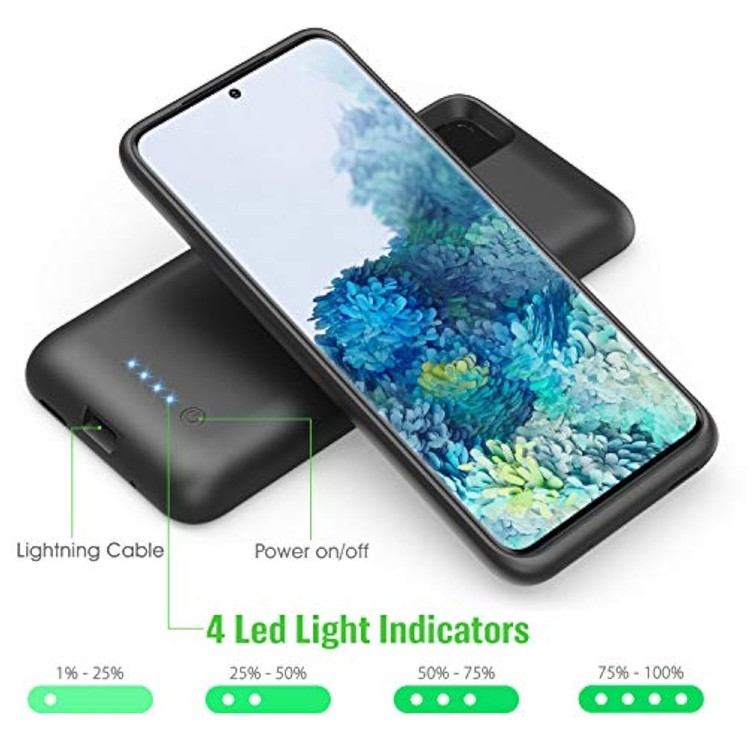 Battery Case For Galaxy S20[6.2 Inch], 7500Mah Rechargeable Portable Charger Case Extended Battery Pack For Samsung Galaxy S20 (Not For S20 Plus,S20+,S20 Utral,S20Fe)