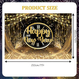 7x5ft Happy New Year 2026 Backdrop Black & Gold Glitter Party Banner