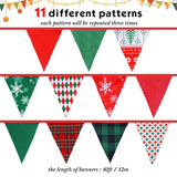 40 Feet Christmas Fabric Pennants Banner Triangle Flag Vintage Christm