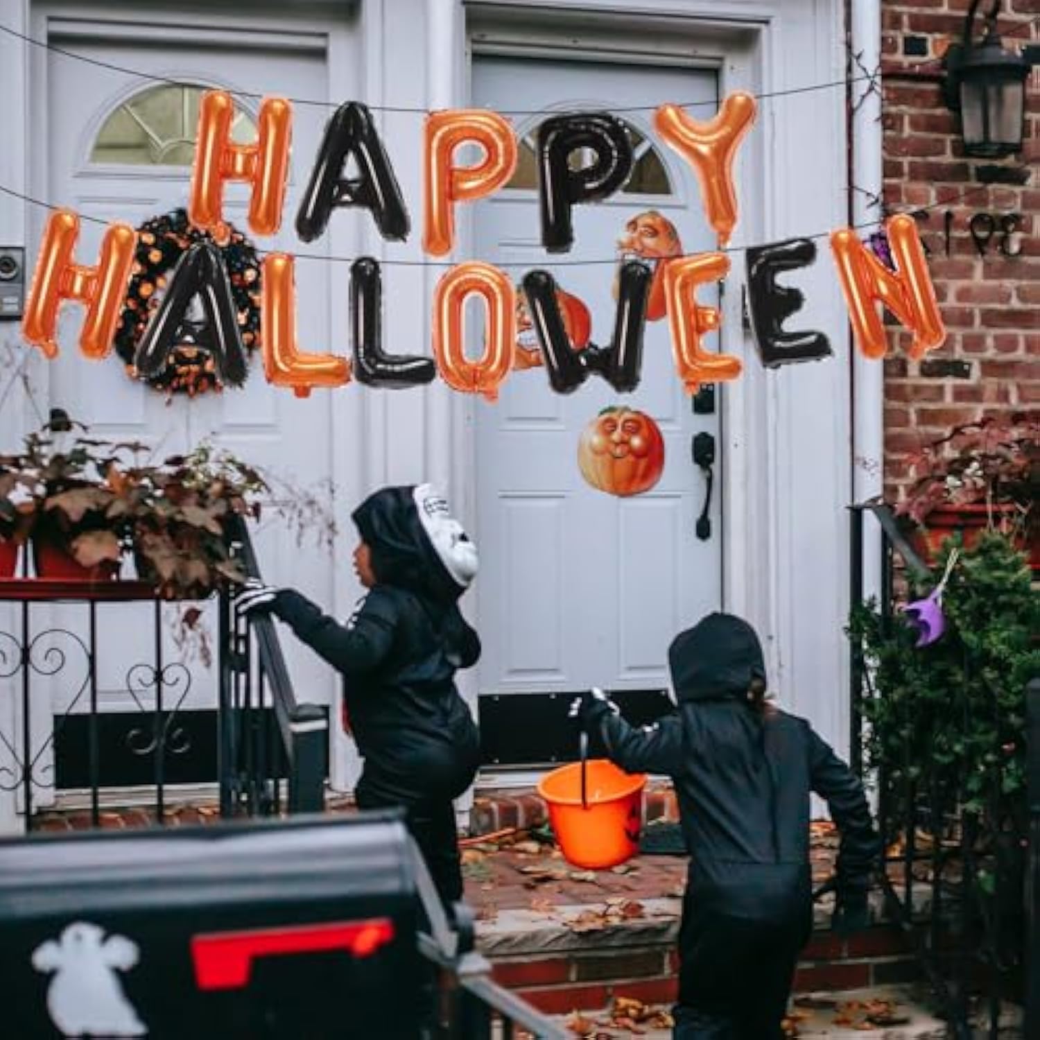 16" Black & Orange 'HAPPY HALLOWEEN' Foil Letter Balloons for Party Decor