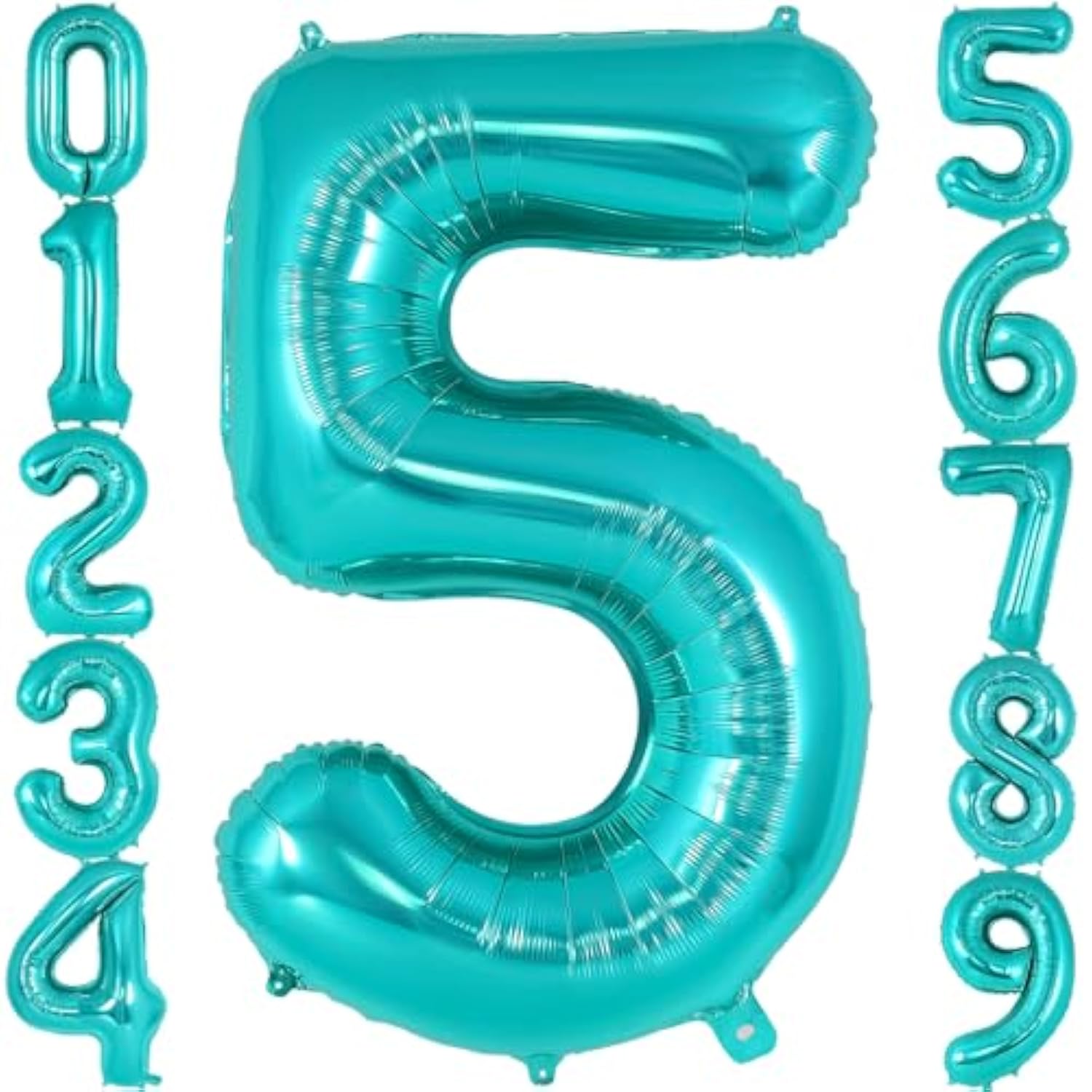 40" Teal Blue Number 5 Balloon Giant Foil for 5th Birthday Party Decor