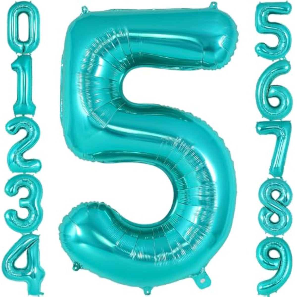40" Teal Blue Number 5 Balloon Giant Foil for 5th Birthday Party Decor