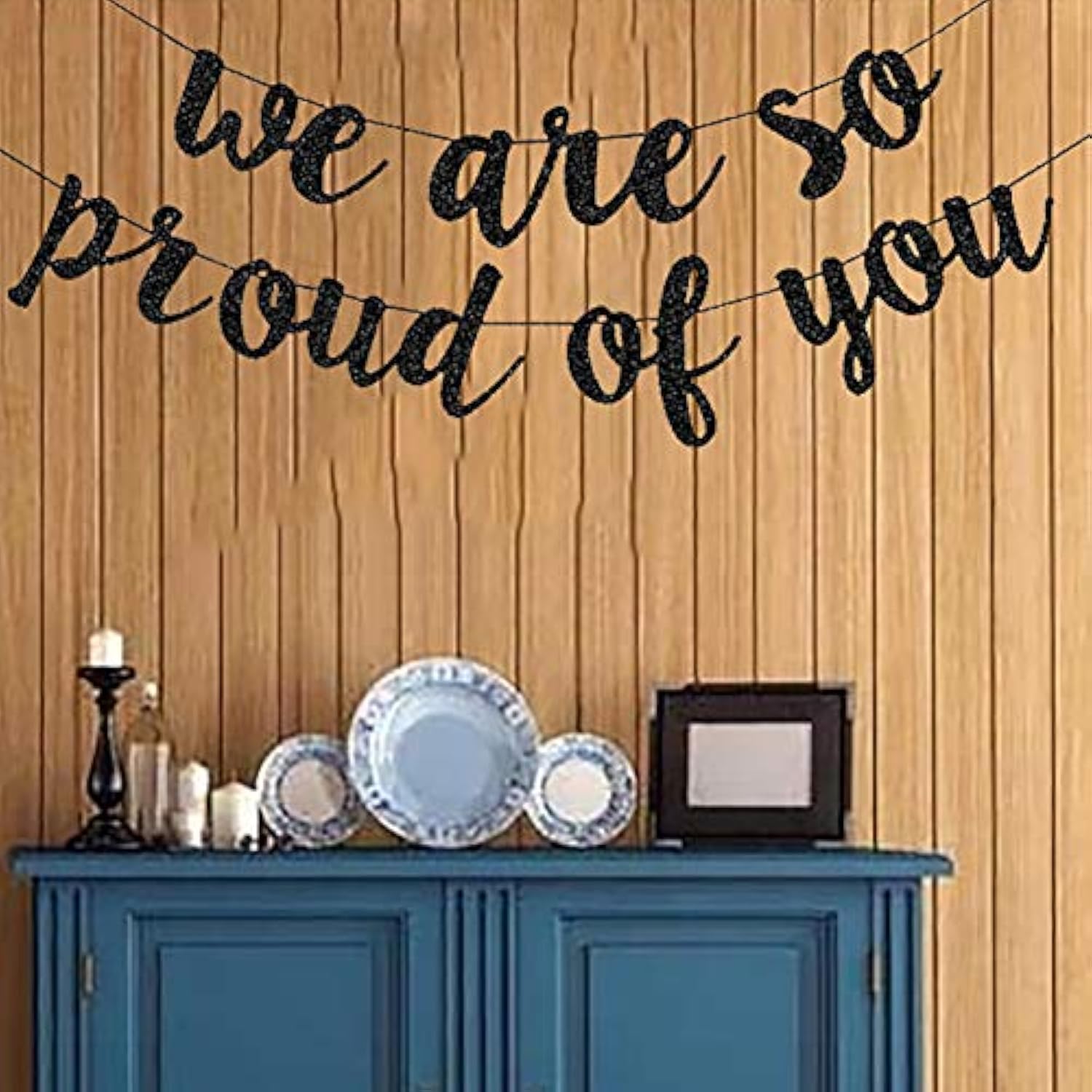 Black We Are So Proud Of You Banner For 2025 Graduation Party Decorations, Class Of 2025 Graduation Decor High School Graduations College Grad Party Decorations Supplies