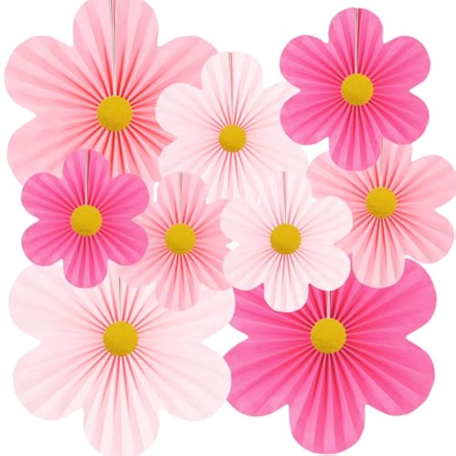 Pink Party Decorations Paper Flowers Decorations For Wall Classroom Paper Fans Floral Backdrop Flower Wall Decor Pack Of 9 Pink