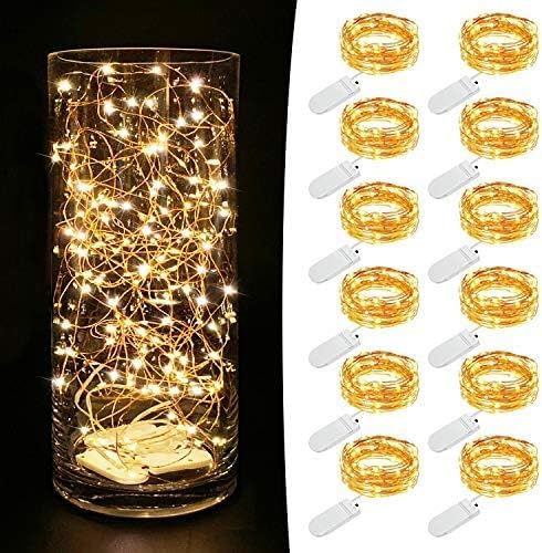 12 Pack Battery Operated Fairy Lights 7.2FT 20 LED Warm White Mini String Lights for Centerpieces Mason Jars Wedding Party Decor